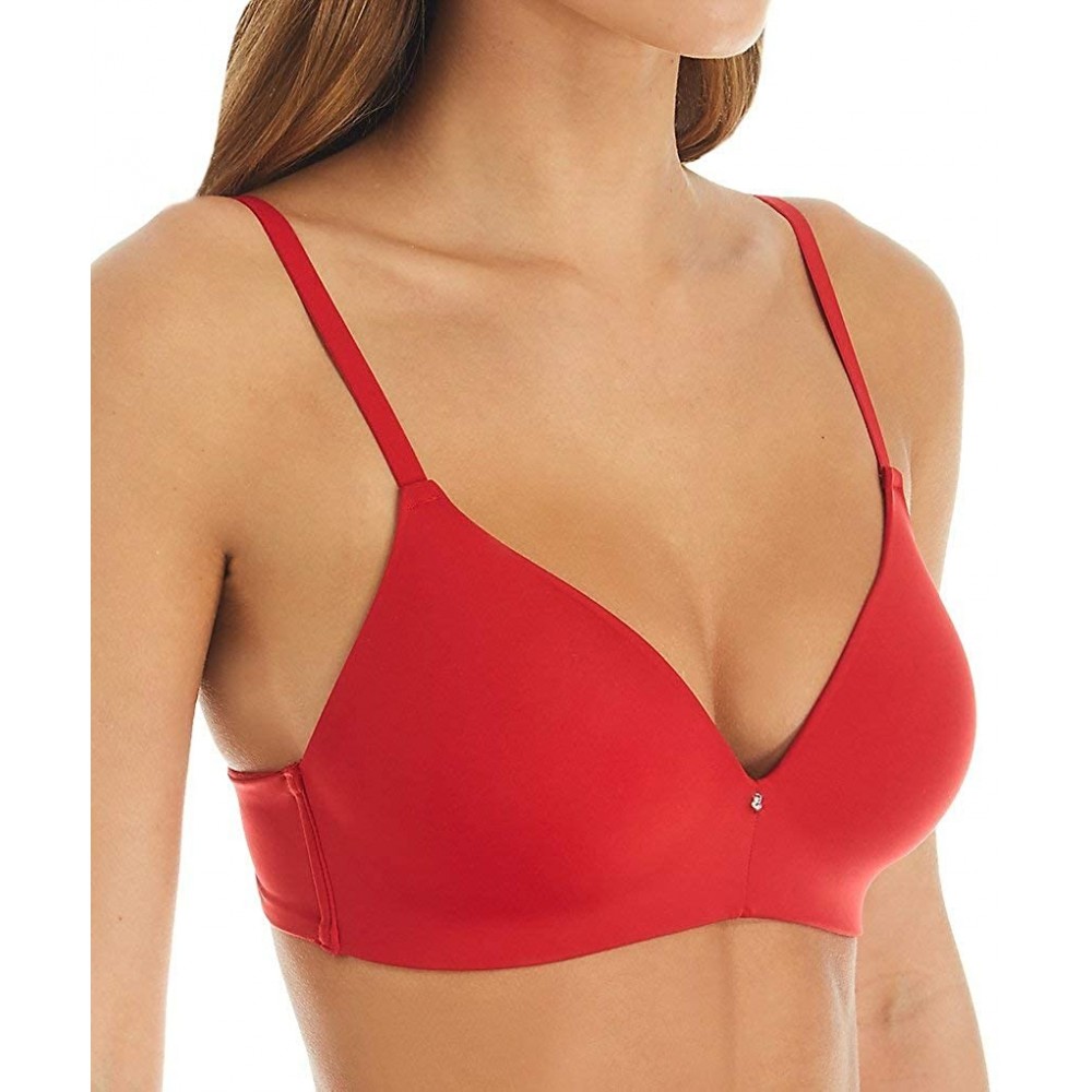 Bras Women's Soft Foam Cup Wirefree T-Shirt Bra - Sweet Red - CZ198AGZXDD