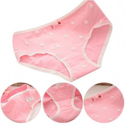 Panties Ladies Girls Sweet Strawberry Underwear Briefs with Lace Trim Cute Soft Panties - Pink - CS18KL7RTO5