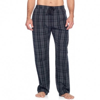 Sleep Bottoms Men's Sleep Pajama Pants | Woven Plaid Long PJ Sleepwear & Loungewear Bottoms - Black/Grey/White - C418UO47WX9