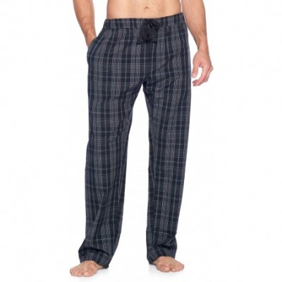 Sleep Bottoms Men's Sleep Pajama Pants | Woven Plaid Long PJ Sleepwear & Loungewear Bottoms - Black/Grey/White - C418UO47WX9