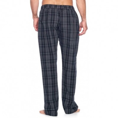 Sleep Bottoms Men's Sleep Pajama Pants | Woven Plaid Long PJ Sleepwear & Loungewear Bottoms - Black/Grey/White - C418UO47WX9