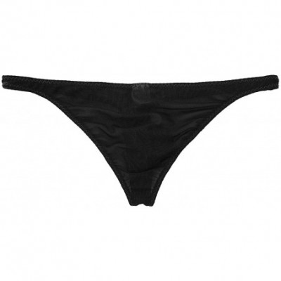 G-Strings & Thongs Men's Sheer Mesh Low Rise Bulge Pouch G-String Thong Briefs See Through Underwear - Black - CH19D8TL692