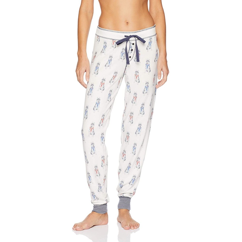 Bottoms Women's Lounge Banded Pajama Pant - Winter Escape Natural - CR180N6QIQM