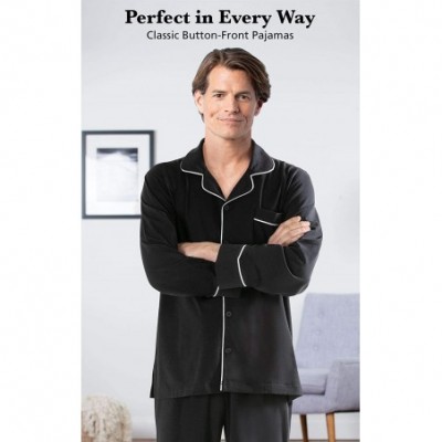 Sleep Sets Classic Mens Pajamas Cotton - Men Pajamas Set - Black - CU18GCTY087