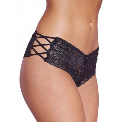 Garters & Garter Belts Women's Plus Size Lingerie Sexy Strappy Lace Hollow Panty - Black - CC18LTYX9E6