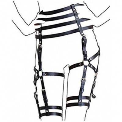 Garters & Garter Belts Black Women's Leg Caged Thigh Holster Belt Garters for Her and Him - CJ19CML77MY