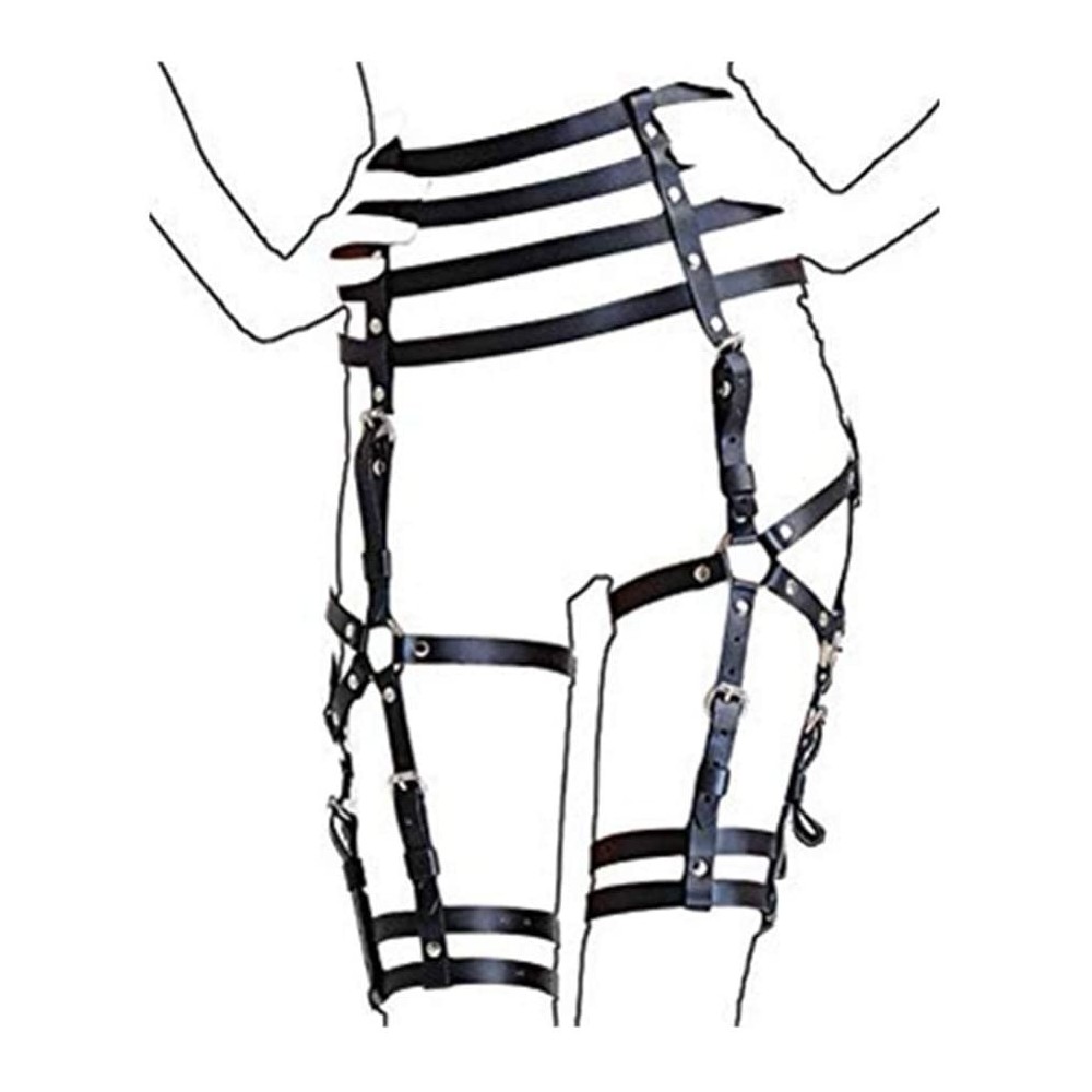 Garters & Garter Belts Black Women's Leg Caged Thigh Holster Belt Garters for Her and Him - CJ19CML77MY