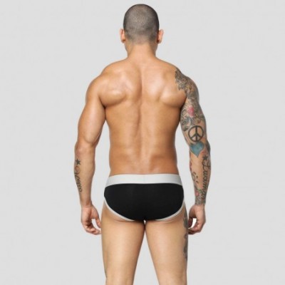 Briefs Men's Bulge Pouch Cotton Bikinis Low Rise Briefs Underwear - Black - CQ18XRKNKZM