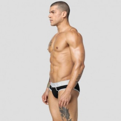 Briefs Men's Bulge Pouch Cotton Bikinis Low Rise Briefs Underwear - Black - CQ18XRKNKZM