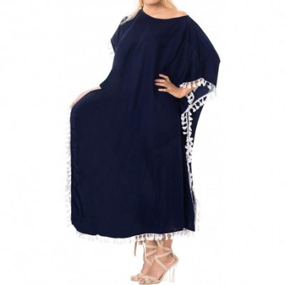 Nightgowns & Sleepshirts Women's Caftan Tunic Kimono Dress Summer Evening Party Drawstring A - Navy Blue_b528 - CJ188IZESNS