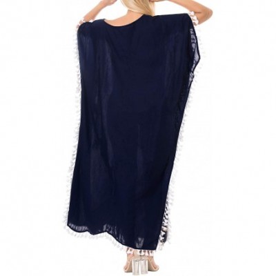 Nightgowns & Sleepshirts Women's Caftan Tunic Kimono Dress Summer Evening Party Drawstring A - Navy Blue_b528 - CJ188IZESNS