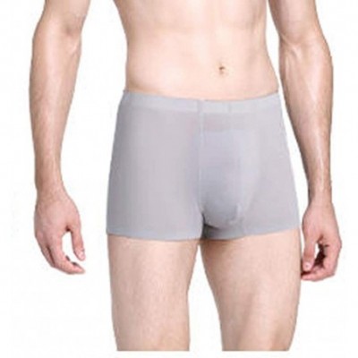 G-Strings & Thongs Boxer Briefs Mens Soft Ice Silk Boxers Breathable Thin Underpants Fashion Underwear with Pouch - Gray - CT...