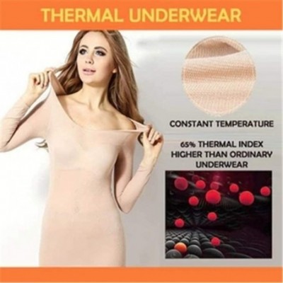 Thermal Underwear Women Slim Seamless Elastic Thermal Inner Wear Thermal Underwear for Woman Sleepwear - Beige - C6194NXO8C5