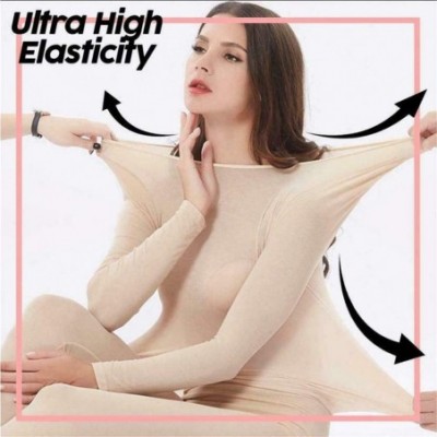 Thermal Underwear Women Slim Seamless Elastic Thermal Inner Wear Thermal Underwear for Woman Sleepwear - Beige - C6194NXO8C5