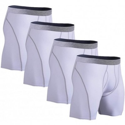 Boxer Briefs Mens Underwear Boxer Briefs Cotton Long Leg Stretch Underwear Open-Fly Boxers for Men - White（4-pack） - C718KK63TCL