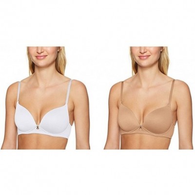 Bras Women's Push Up Bras - Wirefree - White/Beige Marl (2 Pack) - CD18737TMIX