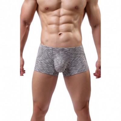 Boxers Men's Underwear Boxer Briefs Breathable Bulge Pouch Underpants Low Rise Elastic - A54gray - CI18NHS4X92