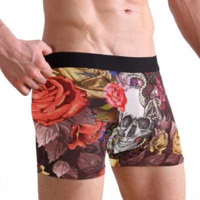 Boxer Briefs Boxer Briefs Graphic Men Underwear Short Leg Polyester Spandex Small - Floral Skull Patten 1 - CF18KZCAHMX