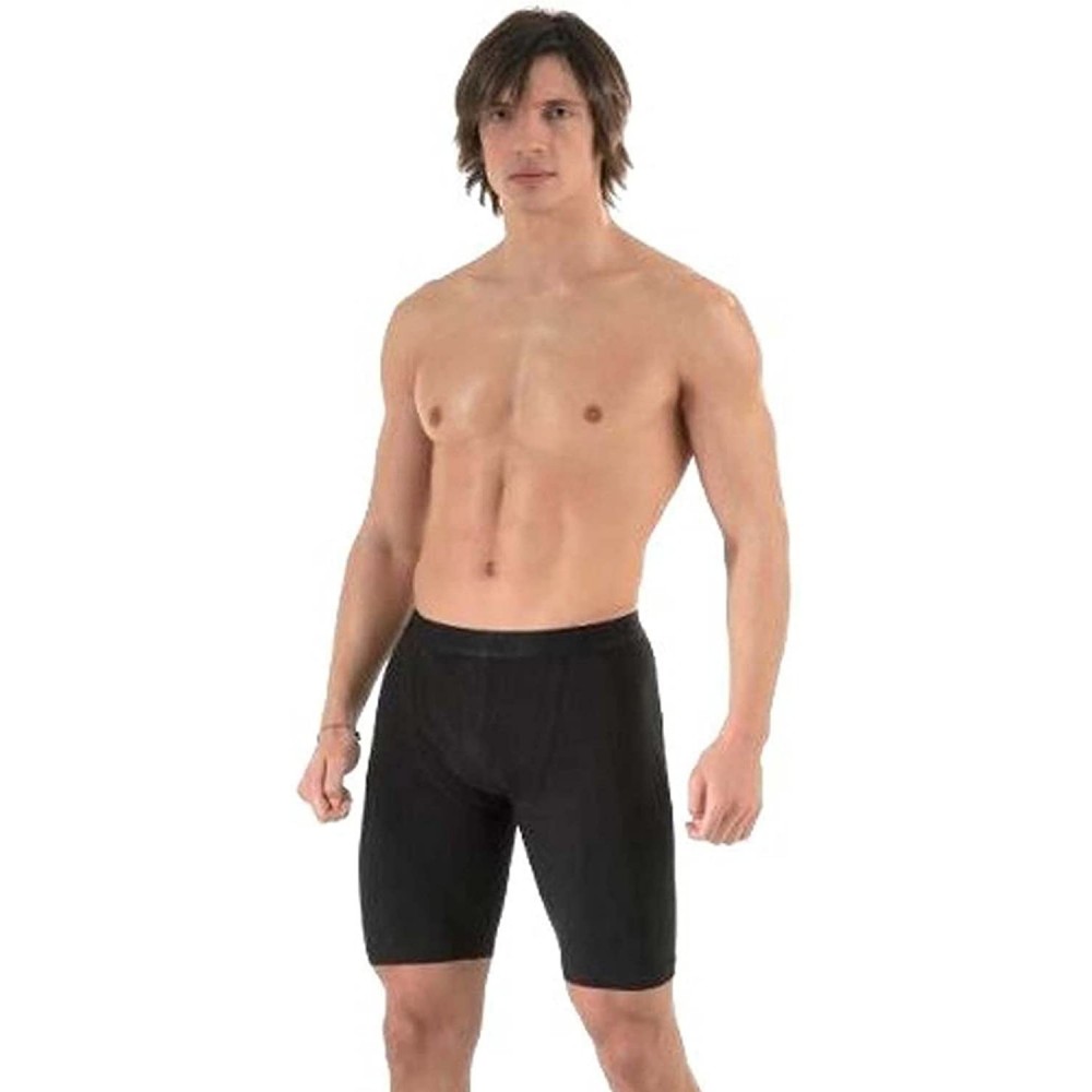 Boxers Men's Quality Active-wear Soft Cotton Long Leg Boxer Brief Shorts - Black - CI18T6ZADXA