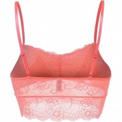 Bras Womens Solid Sexy Lightweight Sheer Floral Lace Bralette Top - Doubldowa355_coral - CJ12NUPHUUS