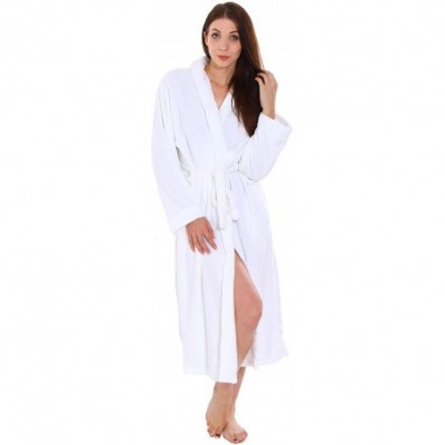 Robes Women's Soft Plush Long Sleeved Bathrobes with Pockets - 29_white - CC186RE09GG