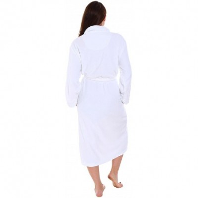 Robes Women's Soft Plush Long Sleeved Bathrobes with Pockets - 29_white - CC186RE09GG