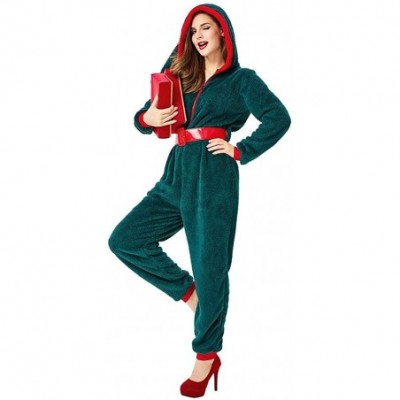 Sleep Sets Matching Family Pajamas Sets Christmas Long Sleeve Solid Hoodie Zipper Family Clothes Jumpsuit - ☀mommy-green - CB...