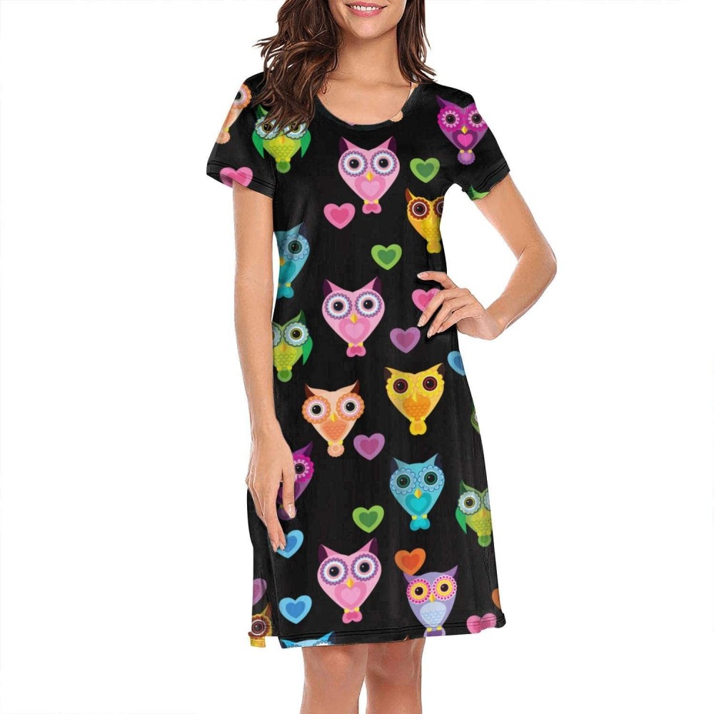 Nightgowns & Sleepshirts Nightgown Womens Sleepwear Owl Cute Sleep Shirt Nightwear - Owl - C418W9DUWDH