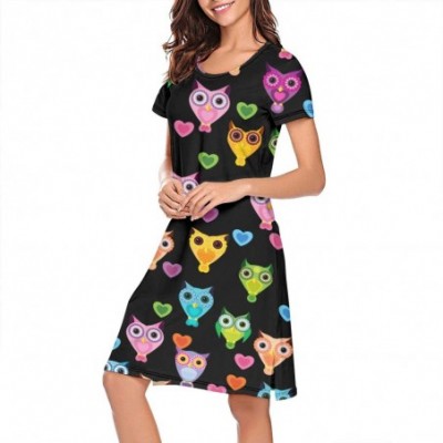 Nightgowns & Sleepshirts Nightgown Womens Sleepwear Owl Cute Sleep Shirt Nightwear - Owl - C418W9DUWDH