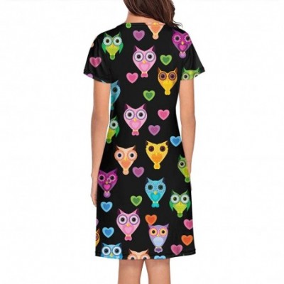 Nightgowns & Sleepshirts Nightgown Womens Sleepwear Owl Cute Sleep Shirt Nightwear - Owl - C418W9DUWDH