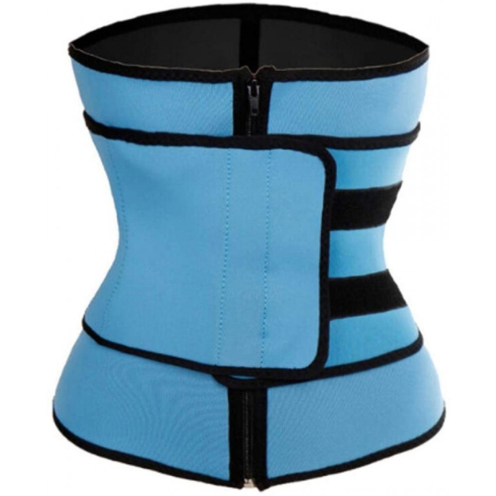 Shapewear Unisex Waist Trainer Corset-Women Men Body Shaping Zipper Abdomen Belt Sports Belt Waist Cinchers - Blue - CA198MTEXWZ