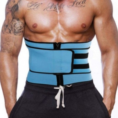 Shapewear Unisex Waist Trainer Corset-Women Men Body Shaping Zipper Abdomen Belt Sports Belt Waist Cinchers - Blue - CA198MTEXWZ