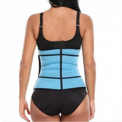 Shapewear Unisex Waist Trainer Corset-Women Men Body Shaping Zipper Abdomen Belt Sports Belt Waist Cinchers - Blue - CA198MTEXWZ