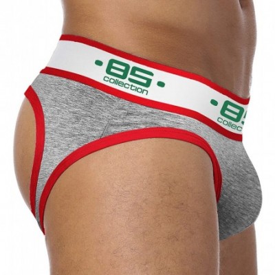 G-Strings & Thongs Mens Sports Comfortable Low Rise Bikini Briefs Underwear Low Waist - Wht+blu+gry - C6192DSRMCO