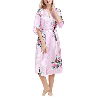 Robes Women's Charmeuse Nightwear Satin Oversized Kimono Loungewear Robe - 3 - CU18XH4HWTG