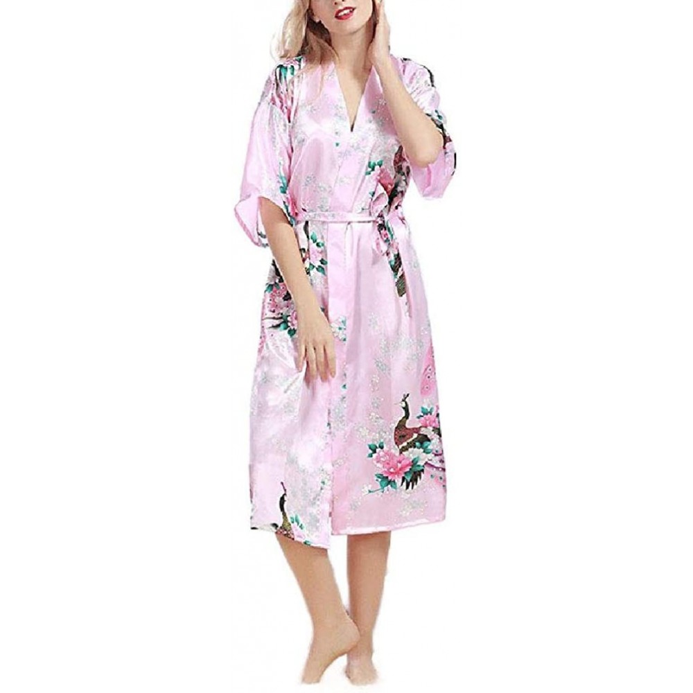 Robes Women's Charmeuse Nightwear Satin Oversized Kimono Loungewear Robe - 3 - CU18XH4HWTG