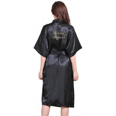 Robes Underwear Women Bathrobe Women Robe Silk Satin Dress Pajamas Womens Bath Robes Sleepwear Ladies Long Gowns Black D L D ...