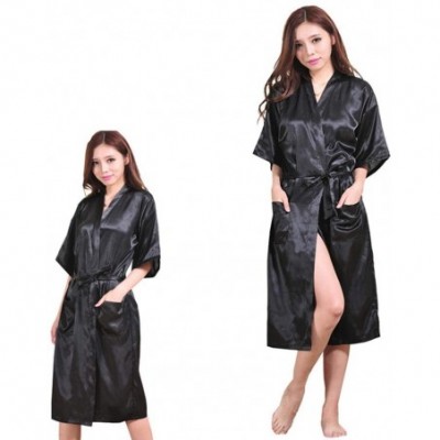 Robes Underwear Women Bathrobe Women Robe Silk Satin Dress Pajamas Womens Bath Robes Sleepwear Ladies Long Gowns Black D L D ...