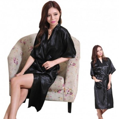 Robes Underwear Women Bathrobe Women Robe Silk Satin Dress Pajamas Womens Bath Robes Sleepwear Ladies Long Gowns Black D L D ...