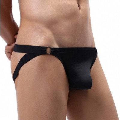 G-Strings & Thongs Mens Jockstrap Micro Mesh Breathable Athletic Supporters Pack with Metal Ring - 4-pack Black - CI18AXT530W