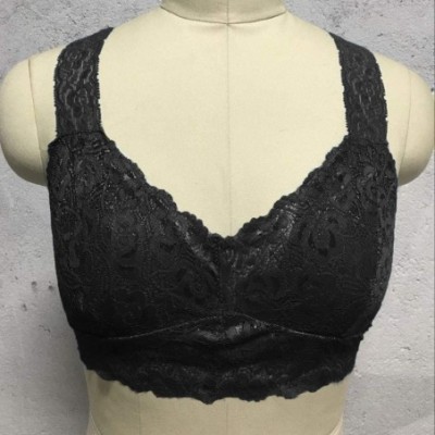 Camisoles & Tanks New Women Plus Size Vest Crop Wire Free Bra Lingerie Sexy V-Neck Underwear S-3XL - Black - CB199UUW2G0