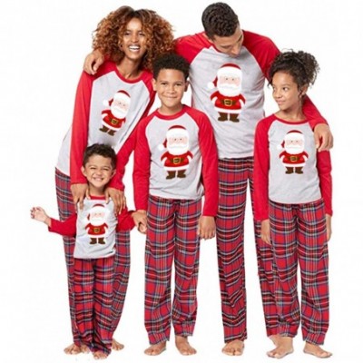 Sets Christmas Matching Family Pajamas Set Xmas Sleepwear Parent-Child Nightwear Santa Claus Print Tops + Plaids Pants (A-Paj...