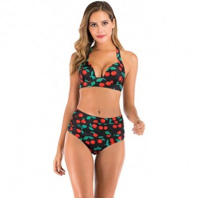 Shapewear Women High Waist Bikini Push Up Bikinis Print Swimsuit Female Beachwear Swimwear - A7-red - CQ1962GQCEQ