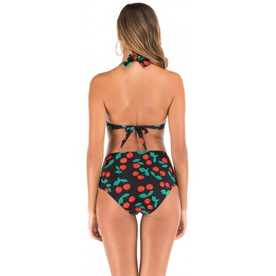 Shapewear Women High Waist Bikini Push Up Bikinis Print Swimsuit Female Beachwear Swimwear - A7-red - CQ1962GQCEQ