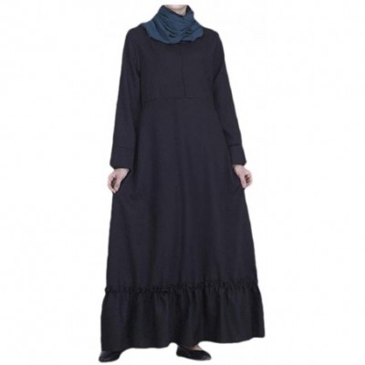 Robes Women's Arab Chiffon Dubai Muslim Islamic Solid Colored Kaftans - Black - CQ19007IR2D