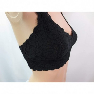 Bras Sweet Sassy Lace Triangle Soft Bra with Mesh Lining Racerback Bralette Lace Top - Black - CR11OI430DF