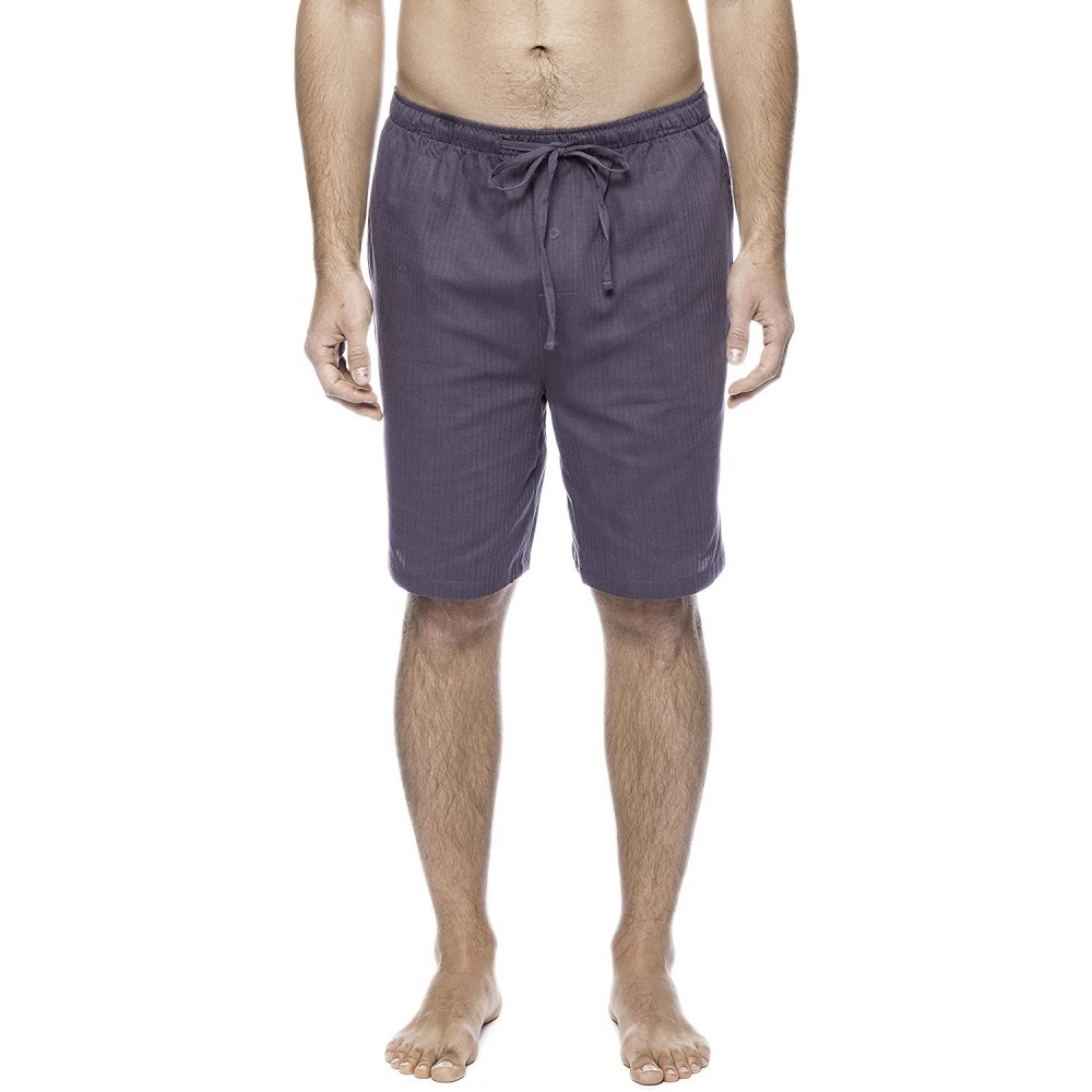 Sleep Bottoms Twin Boat Men's 100% Woven Cotton Lounge Shorts - Herringbone Dark Grey - CX12H0DJXQ3