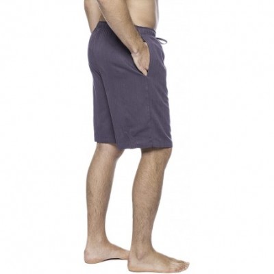 Sleep Bottoms Twin Boat Men's 100% Woven Cotton Lounge Shorts - Herringbone Dark Grey - CX12H0DJXQ3