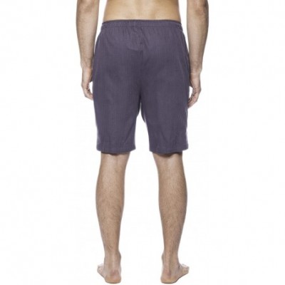 Sleep Bottoms Twin Boat Men's 100% Woven Cotton Lounge Shorts - Herringbone Dark Grey - CX12H0DJXQ3