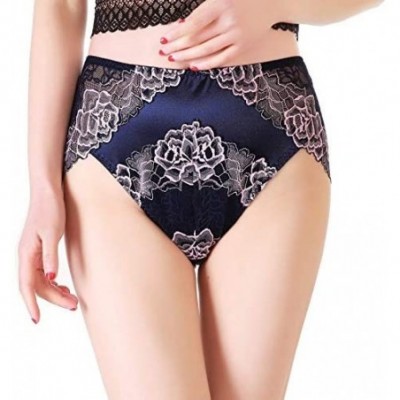 Panties Women 3 Pack Lace Briefs Panties Hi-Cut Underwear Plus Size Full Back Coverage M-XXL - Navy/Purple/Pink - C818T9UM5Z6